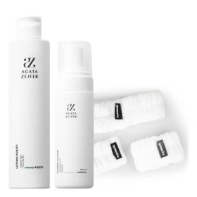 Foaming Cleanser + Exfoliating Lotion + Headbands To Wash Faces Topestetic
