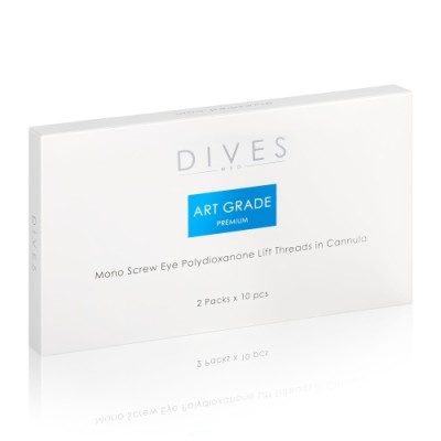 DIVES med.- Art Grade PREMIUM - Mono Eye Screw Canulla 29G 38mm (neg) 50mm (nić) 2x10pt.