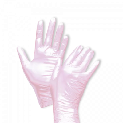 Pink nitrile gloves