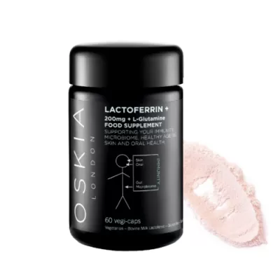OSKIA LACTOFERRIN+ natural supplement with lactoferrin supporting intestinal microbes and immune system 60 capsules
