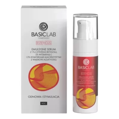 BasicLab ESTETICUS Emulsive serum with 1% pure retinol, 5% vitamin C and 2% stem cells with Asian anthrax 30ml