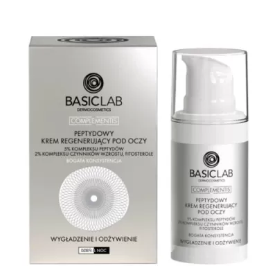 BasicLab COMPLEMENTIS Peptide eye regenerating cream with 5% peptide complex, 2% growth factor complex, phytosterols with rich consistency of 15ml
