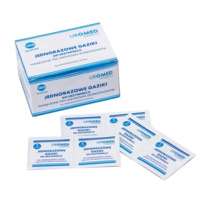 One-time alcohol swabs 6x6cm 100 pieces.