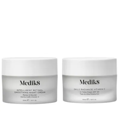 Medic8 DAILY RADIANCE VITAMIN C SPF 30 + INTELLIGENT RETINOL SMOOTHING NIGHT CREAM antioxidant day cream SPF30 + night cream with retinol for night 50ml + 50ml