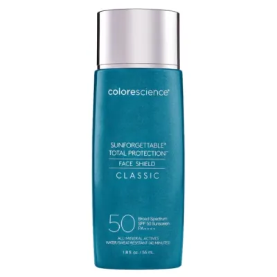 Colorescience SUNFORGETTABLE TOTAL PROTECTION FACE SHIELD SPF 50 (CLASSIC) minerals in the SPF50 face emulsion, blending perfectly into the skin giving a gentle and light finish of 55ml