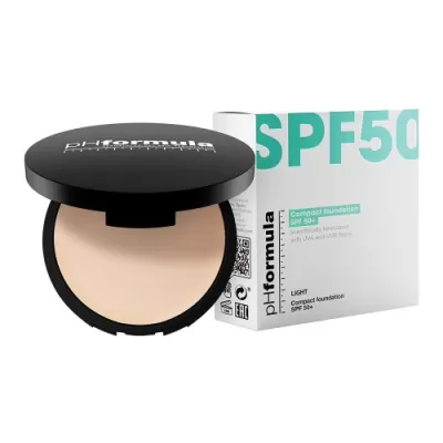 pHformula COMPACT FUNDATION SPF 50+ LIGHT primer with UVA and UVB filter in 14g light shade compact